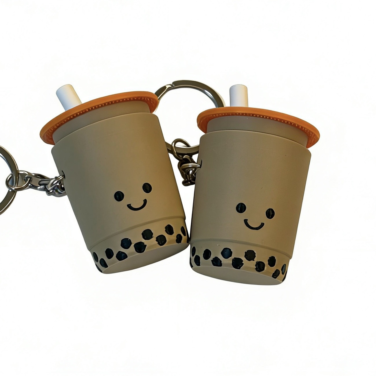 笑臉珍珠奶茶按壓器鎖匙扣